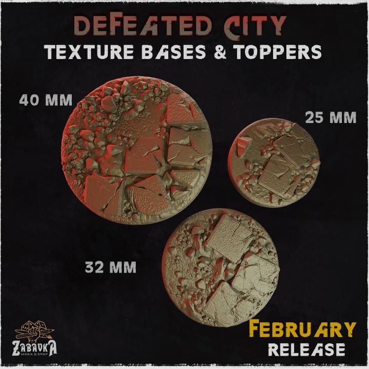 3D Printable Defeated city - Bases & Toppers (Big Set++) by